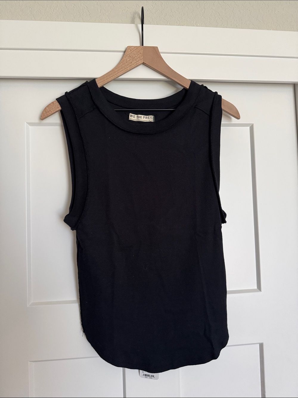 We The Free Black Kate Ribbed Crewneck Tee